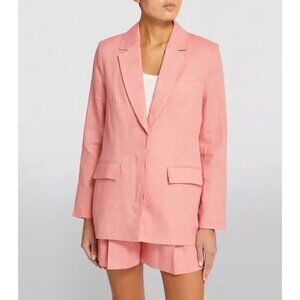 NEW STAUD MAXWELL BLAZER CORAL LINEN SIZE XS